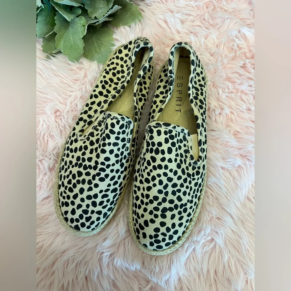 Espirit Nadine Cheetah Leopard Print Espadrille Flat Shoes Sz‎ 7.5